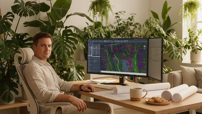 projekt budowlany projektant relaks przy kompie